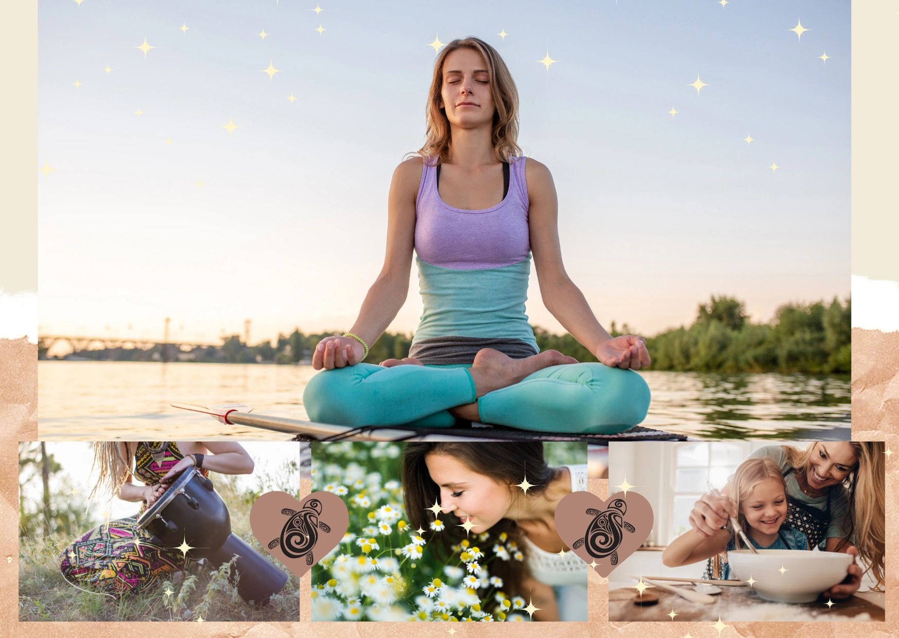 Woman meditating on paddleboard